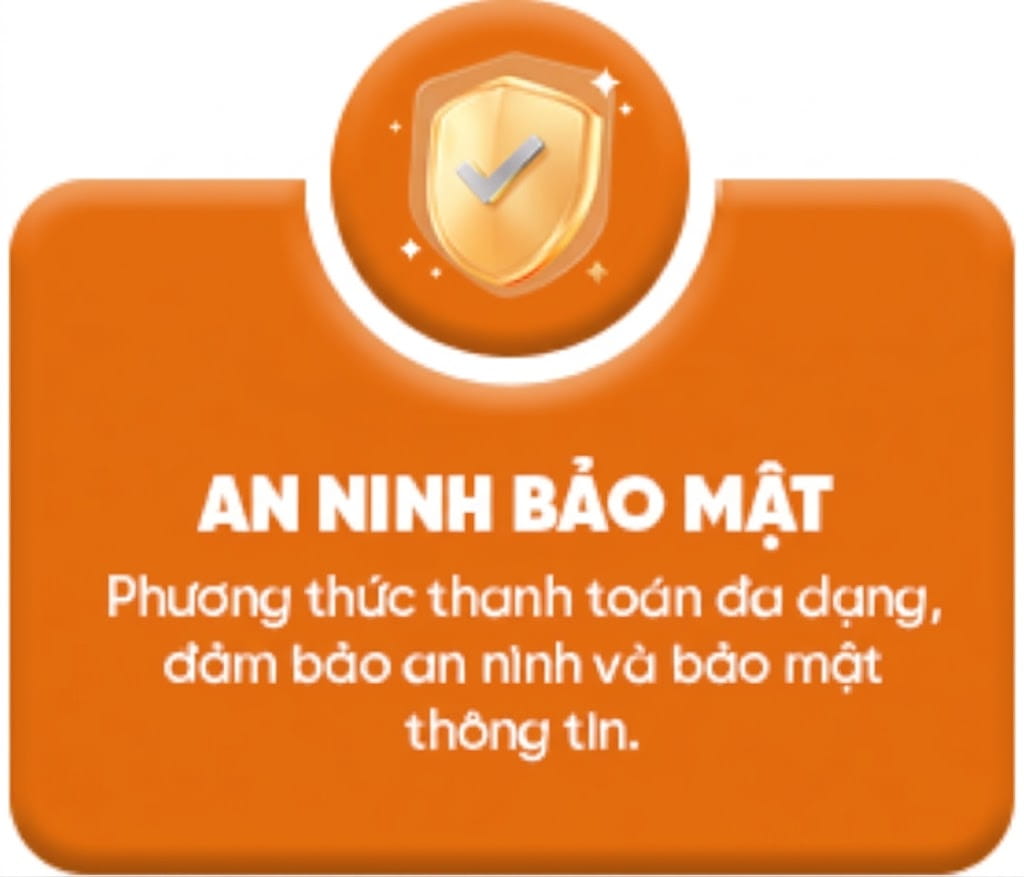 Phương thức thanh toán đa dạng đảm bảo an ninh và bảo mật thông tin.